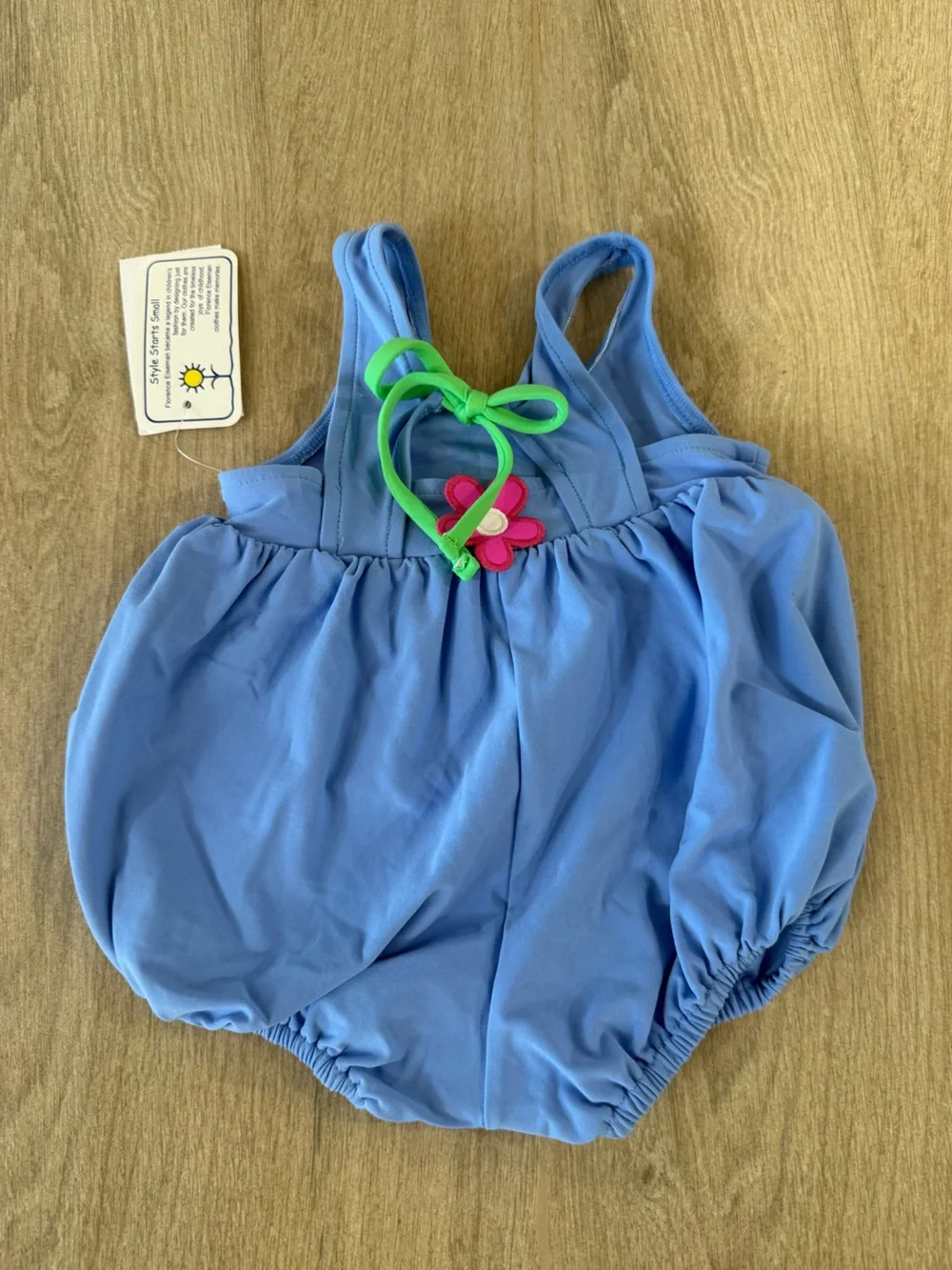 Florence Eiseman NWT Periwinkle Bubble Swimsuit Floral Appliqué 9M